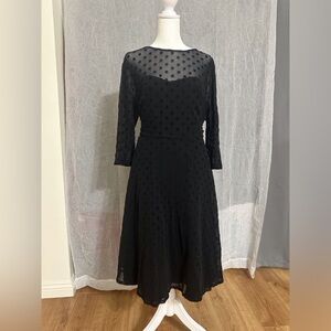 Chic Black Sheer Polka Dot Midi Dress